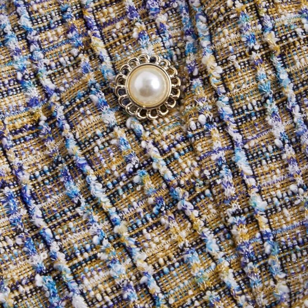 Timeless Tweed Elegance: Women's Flat Lapel Double-Breasted Blazer ✨ - Picture 3 of 6